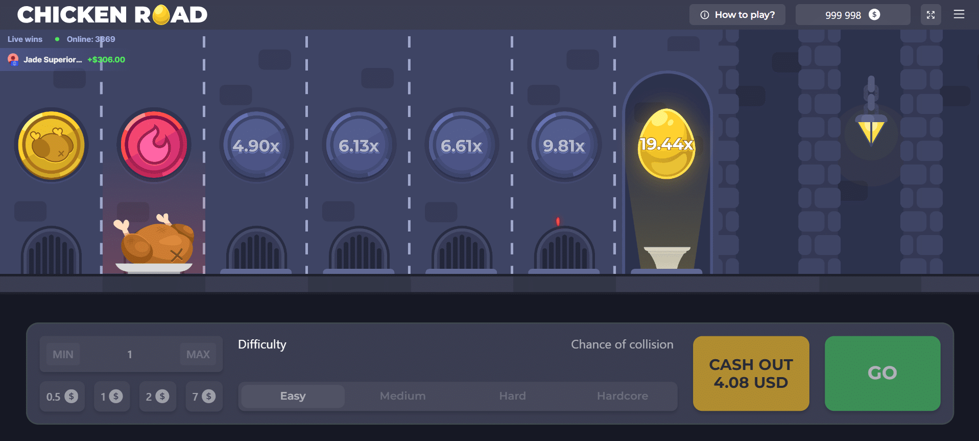 Chicken Road скриншот — выигрыш x15 с анимацией монет
